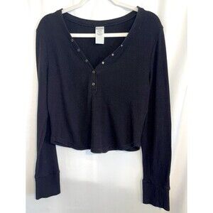 No Boundaries Shirt Knit Sweater Long Sleeve Thumb Hole Cuffs Black Women’s XL